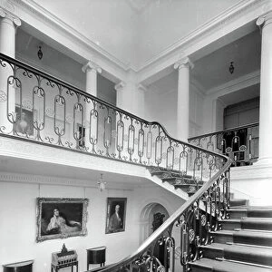 The staircase hall at Mersham-le-Hatch, Kent, from The Country Houses of Robert Adam, by Eileen Harris, published 2007 (b/w photo)