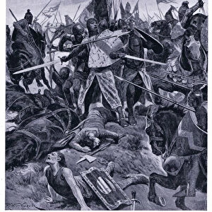 The last stand of de Montford at Evesham AD1265, 1920s (litho)