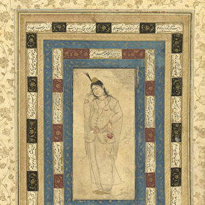 A Standing Lady, Isfahan, c. 1620-25 (ink, opaque w / c, and gold on paper)