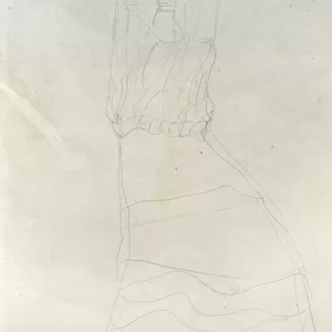 Standing Woman with Raised Hands, 1907-08 (pencil on Japan paper) (b / w photo)