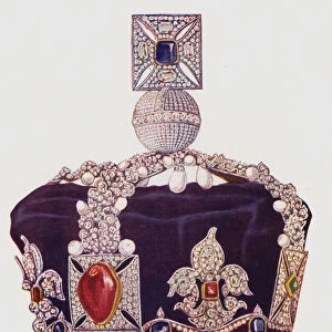 The State Crown, Queen Victorias Crown (colour litho)