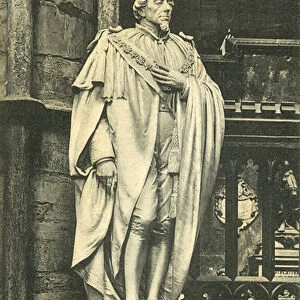 Statue of Benjamin Disraeli, Westminster (b / w photo)