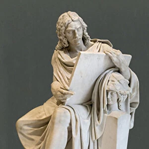 Statue of Nicolas Poussin (1594-1663) (marble)