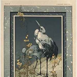 Storks, plate 40 from Fantaisies decoratives, engraved by Gillot