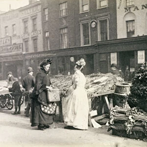 Street Traders in London, The New Cut, 1893 (b&w photo)