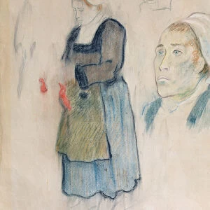 Studies of Breton peasants, 1888 (red chalk, charcoal & pastel on beige paper)
