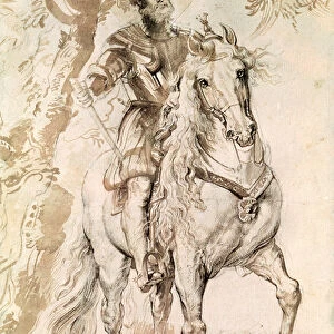 Study for an equestrian portrait of the Duke of Lerma (1553-1625) 1603 (pen & ink