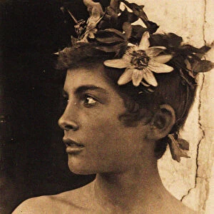 Study of a Sicilian boy with Passionflowers in his hair, Sicily, c. 1899 (photo)