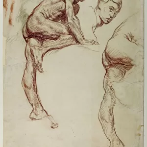A Study of a Young Man Climbing, c. 1898 (red & black chalk on paper)
