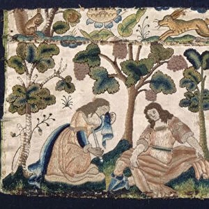 Stumpwork panel, probably from a casket (embroidery)