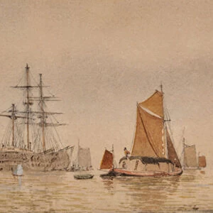 Sunset on the River Medway, 1850-1911 (Watercolour)