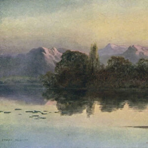 Sunset on the Wular Lake (colour litho)