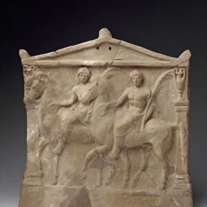 Tablet representing the epiphany of the Dioscures. End 4th-beginning 3rd century BC (clay