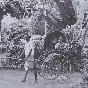 Tamil Lady in Rickshaw (b / w photo)