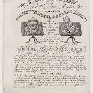 Tea Urn Makers, I H Barlow, trade card (engraving)
