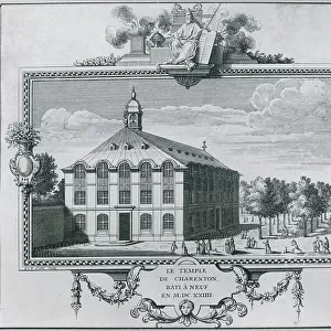 The Temple of Charenton, rebuilt in 1624, engraved by Gerard Jean Baptiste Scotin (1671-1716) (engraving) (b/w photo)