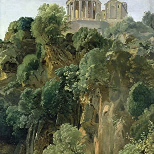 The Temple of Vesta and the Sibyls at Tivoli, 1834 (oil on paper on board)
