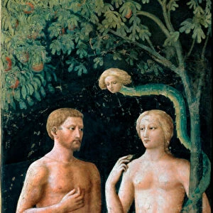 The Temptation of Adam and Eve Fresco by Tommaso di Cristofano Fini dit Masolino da