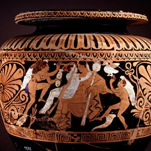 Terracotta stamnos representing Ariadne and Dionysus, 380-360 BC