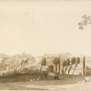 Tettenhall - Distant View from South East: pencil and wash drawing, 30 Aug 1837 (drawing)