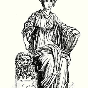 Thalia, Ancient Greek Muse of comedy and lyric poetry (engraving)