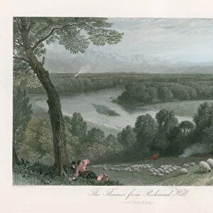 The Thames from Richmond Hill (coloured engraving)