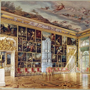 "The Art Gallery Hall in the Palace of Tsarskoye Selo"by Ludwig (Luigi) Premazzi (1814-1891), Watercolour on paper, 1841, State Open-air Museum Tsarskoye Selo, St. Petersburg