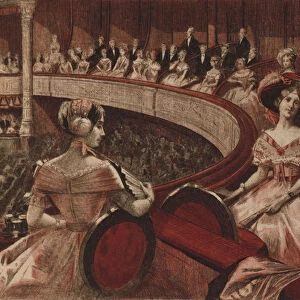 At the theatre, Echos du Bon Ton, illustration from La Francaise du siecle