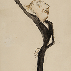 A theatrical figure, possibly Sir Beerbohm Tree, c. 1908 (brush, w / c & ink on paper)