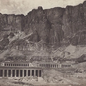 Thebes, General view of the Temple of Deir El Bahari (b / w photo)