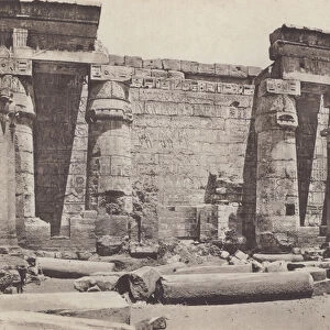 Thebes, Medinet Habu, The Temple of Ramses III (b / w photo)