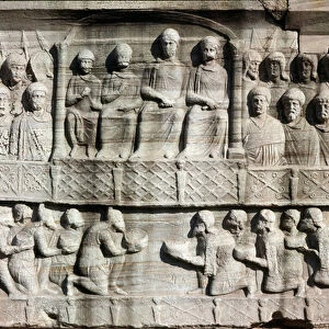 Theodosius I receives tributes from the submissive Barbarians