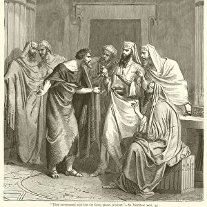 "They covenanted with him for thirty pieces of silver", St Matthew, xxvi, 15 (engraving)