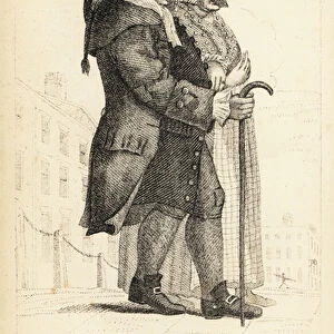 Thomas Cooke, famous 18th century miser with his wife. 1869 (lithograph)
