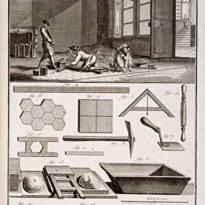 Tile-laying, from Diderots Encyclopedie, 1751-72 (engraving)