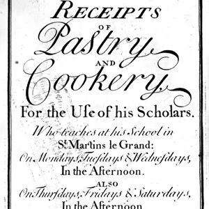 Title Page for E. Kidders Receipts of Pastry and Cookery, by Edward Kidder