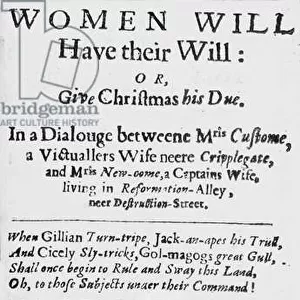 Title Page for Women Will Have their Will: or Give Christmas his Due