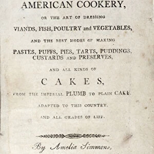 Titlepage to American Cookery, written by Amelia Simmons