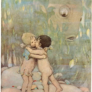 Tom and Ellie, illustration from The Water Babies by Reverend Charles Kingsley (colour litho)