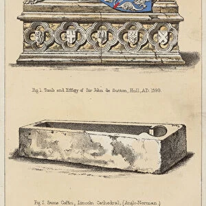 Tomb with Effigy and Stone Coffin (colour litho)