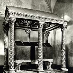 Tomb of King Roger II (d. 1154) of Sicily (marble) (b/w photo)