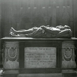 Tomb of Sir George Villiers and his wife Mary, Countess of Buckingham, in St. Nicholas Chapel, Westminster Abbey (b/w photo) (see also 294223)