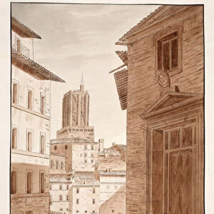Torre delle Milizie, 1833 (etching with brown wash)