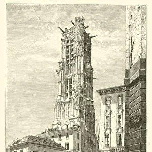 Tour Saint-Jacques en 1830, vue prise de la place du Cloitre (engraving)