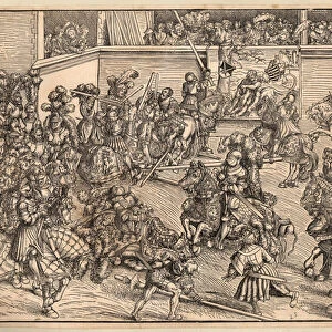 Tournoi - Tournament - Cranach, Lucas, the Elder (1472-1553) - 1509 - Woodcut - 29, 8x42