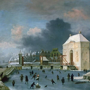 Town gate at Leiden (oil on canvas)