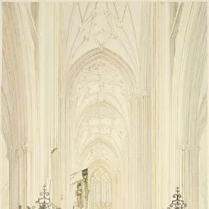 Transept of St Mary Redcliffe, looking South, 1828 (w / c & pencil on paper)