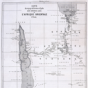 Travel map of Richard Francis Burton, British explorer (1821-1890