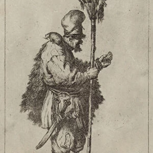 A travelling rat catcher with the tools of his trade (engraving)