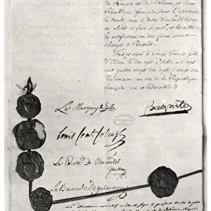 The Treaty of Campo Formio, signed by Napoleon Bonaparte (1769-1821) 17th October 1797
